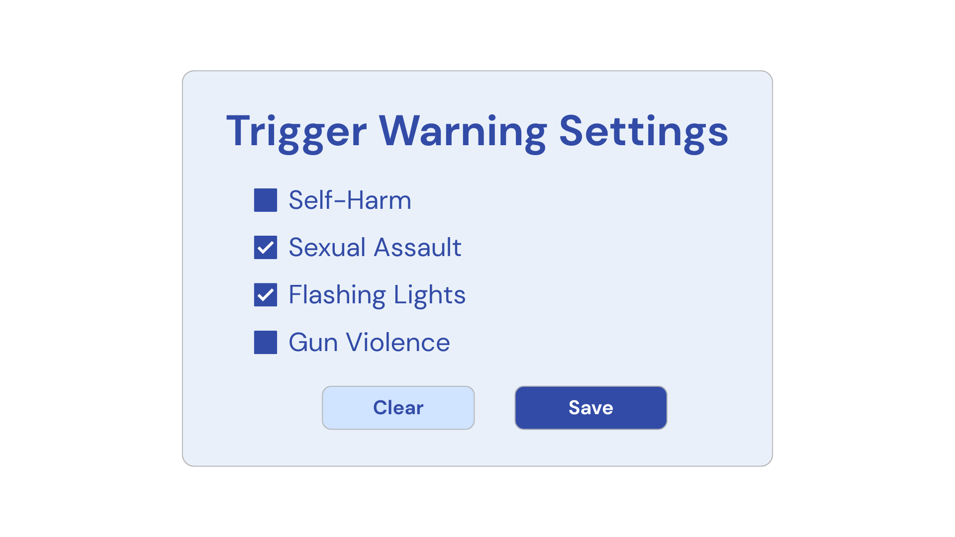 Trigger settings interface